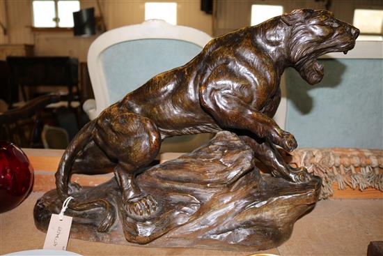 A. Fagotto. A bronzed terracotta model of a roaring lioness(-)